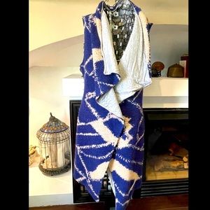 Anthropologie Duster Tabitha Merima Blue Cream Vest size large